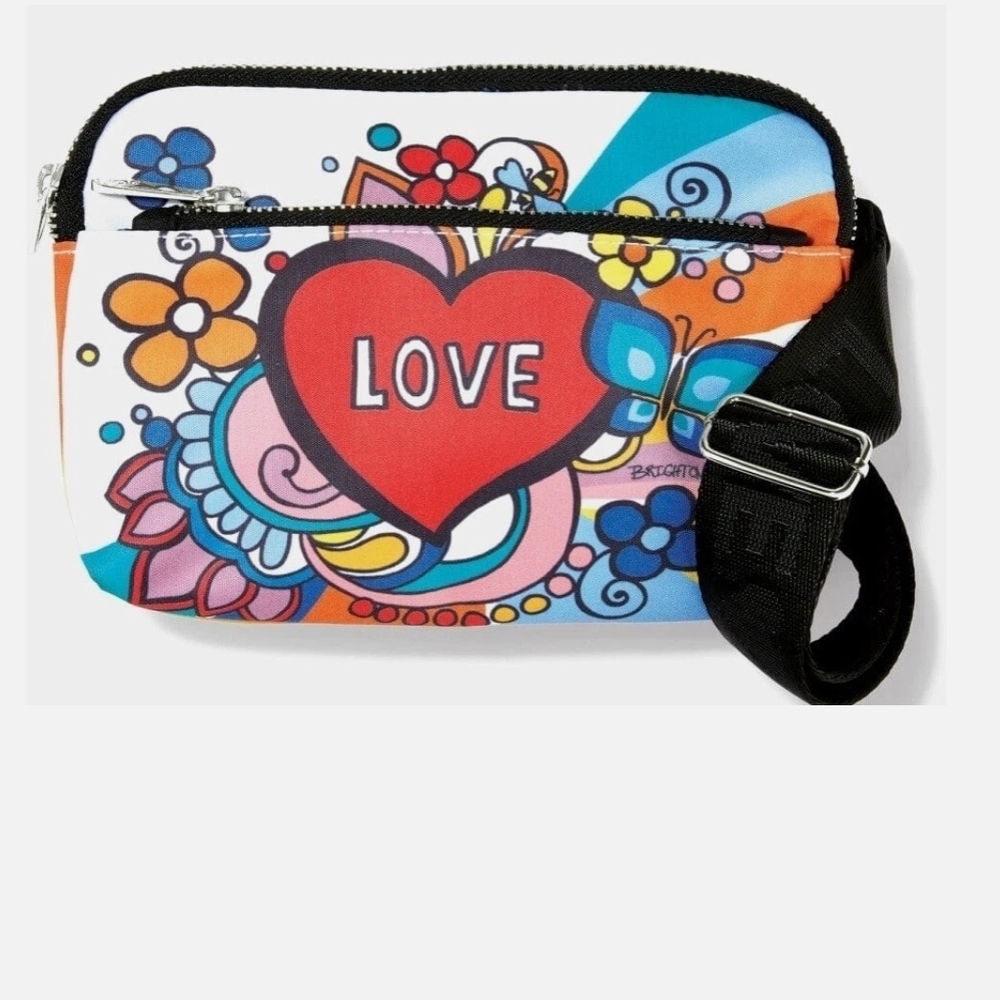 BRIGHTON Power Of Love Crossbody Bag Hearts Flowers
